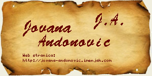 Jovana Andonović vizit kartica